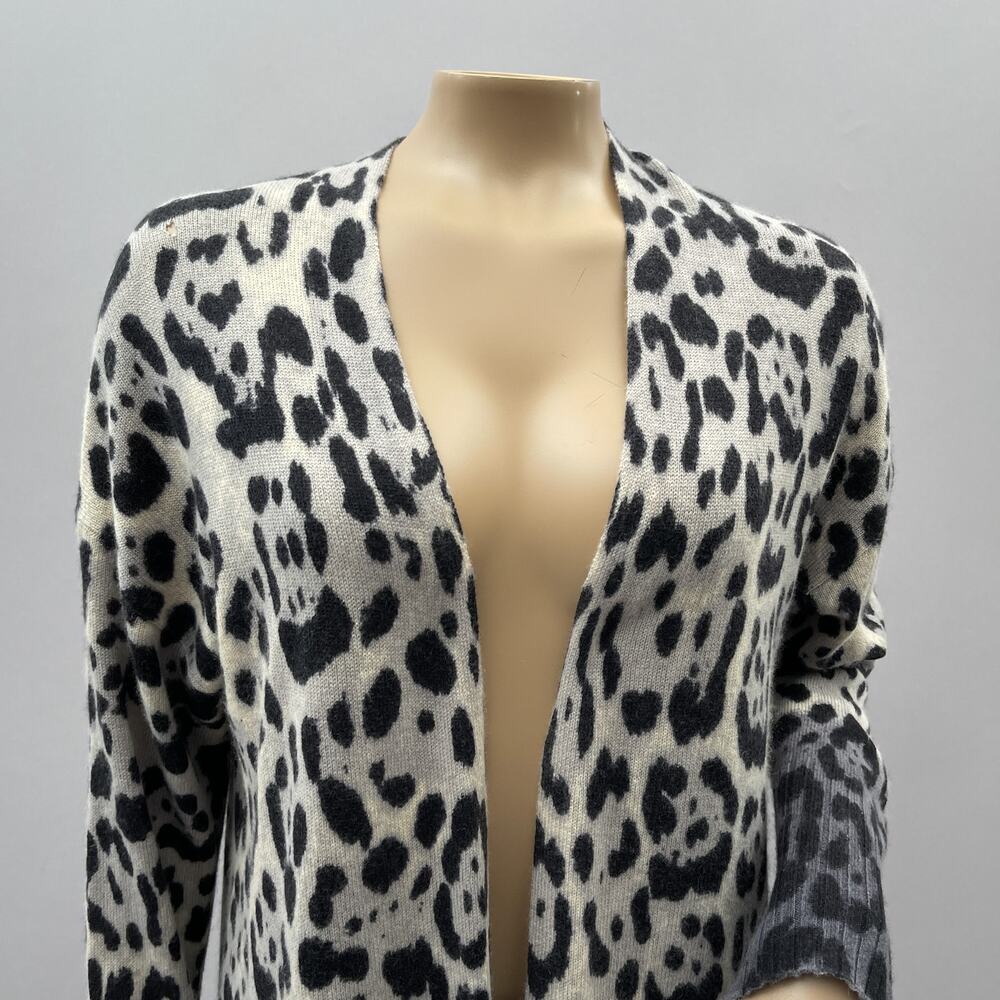 360 Cashmere Cardigan Sweater Womens S Jocelyn Leopard Dip Dye Longline Designer - Picture 2 of 11